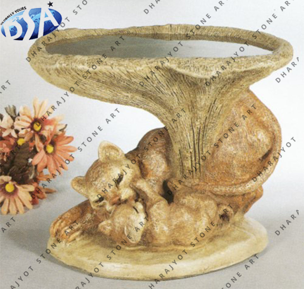 Beautiful Beige Marble Garden Stone Birdbath