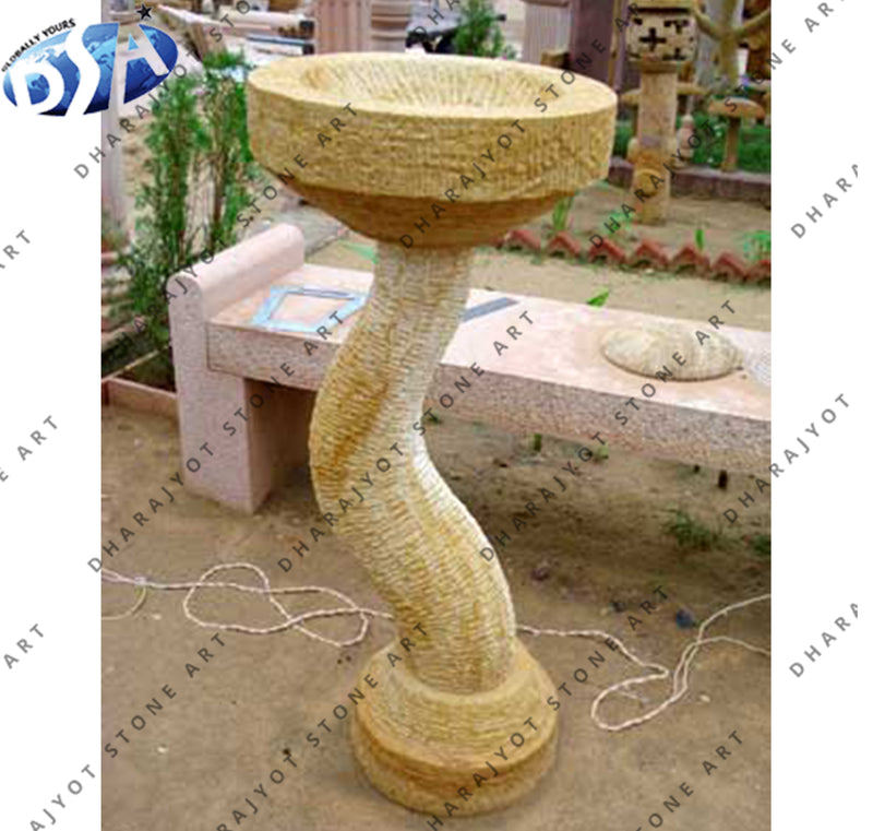 Outdoor Stylish Yellow Stone Bird Bath