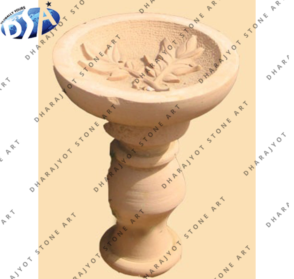 Outdoor Modern Hand Carved Natural Stone Birdbath