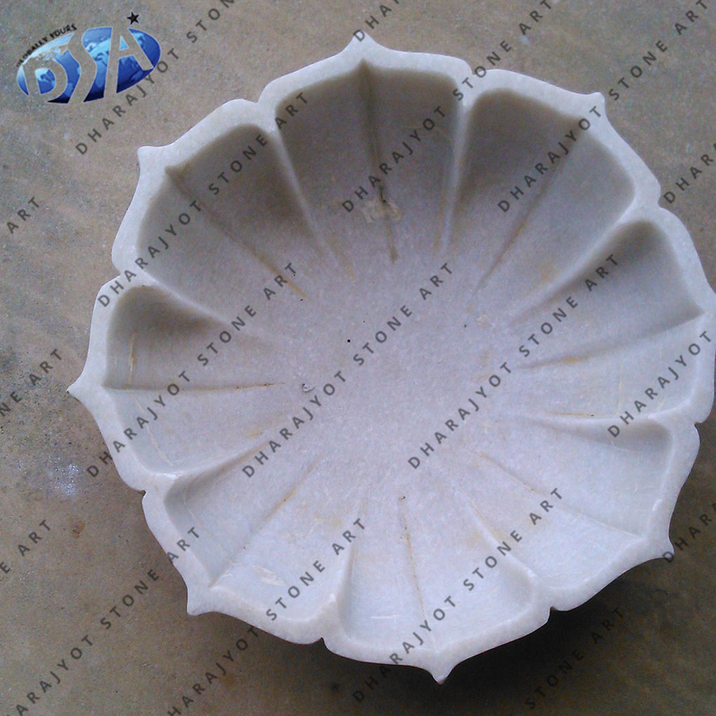 White Marble Hand Carved Bowl Plate