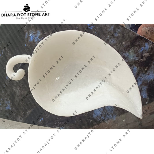 Handcrafted White Marble Leaf Design Bowl