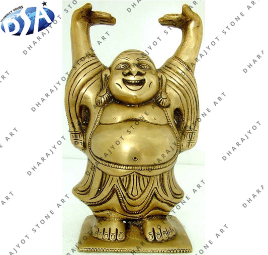 Yellow Marble Laughing Buddha Statue