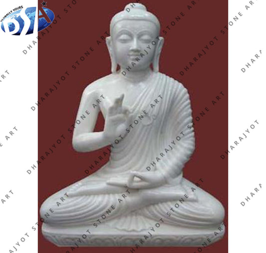 White Marble Stone Indian Buddha Sitting Statue