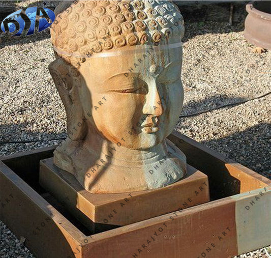 Decor Travertine Head Buddha Statue
