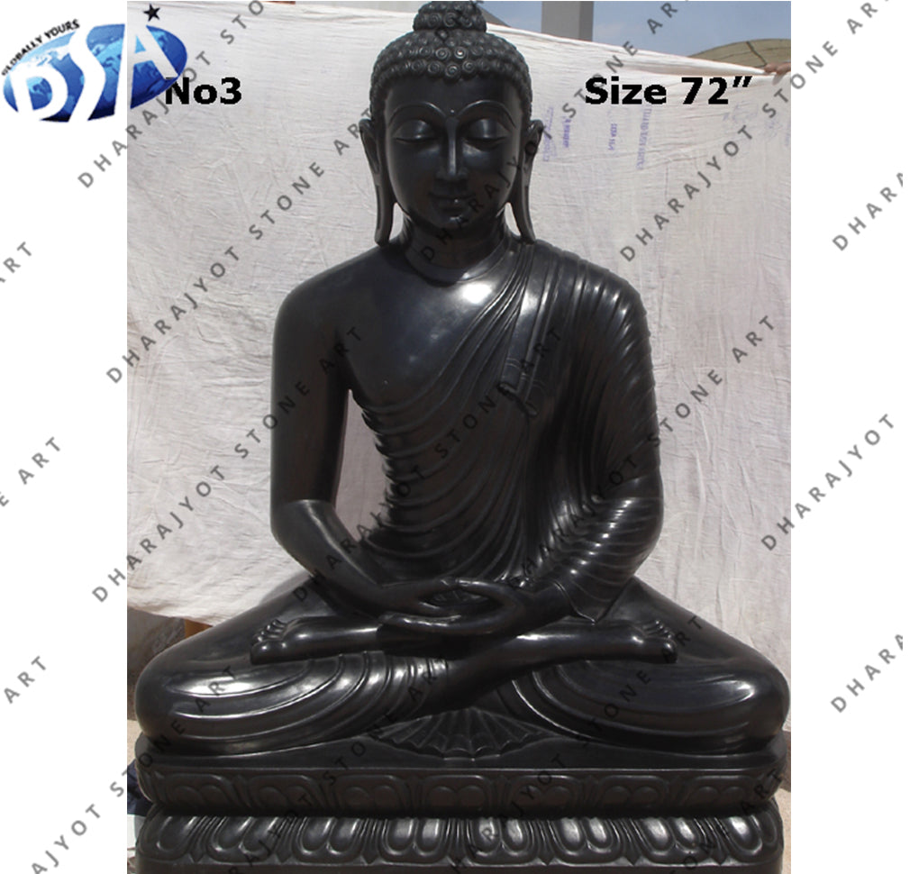 Unique Style Solid Black Marble Buddha Statue