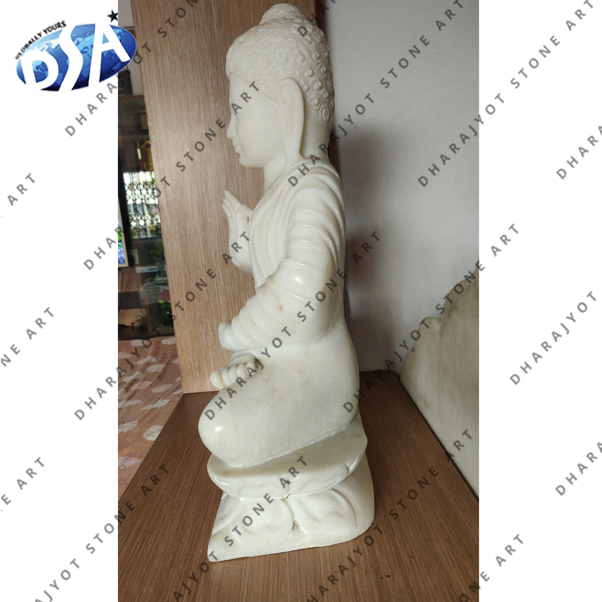 White Marble Hand Carved Buddha Statue