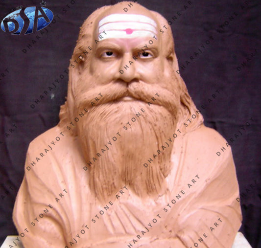 Red Marble Old Men Bust Statue