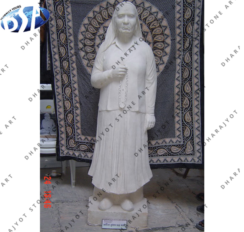 Standing White Marble Bust Statue