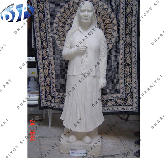 Standing White Marble Bust Statue