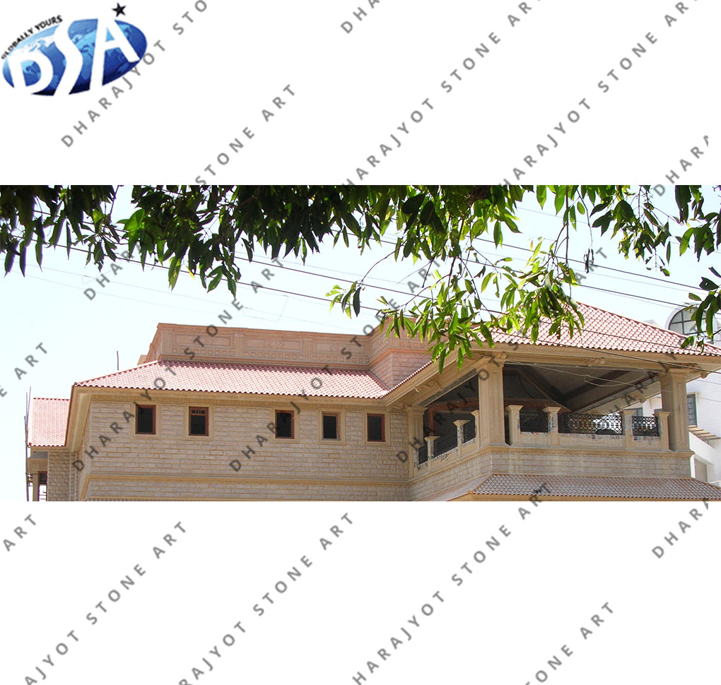 Pink Stone Cladding Pink Stone Cladding Elevation – Dharajyot Stone Art