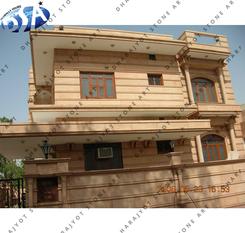 Yellow Stone Cladding Elevation – Dharajyot Stone Art