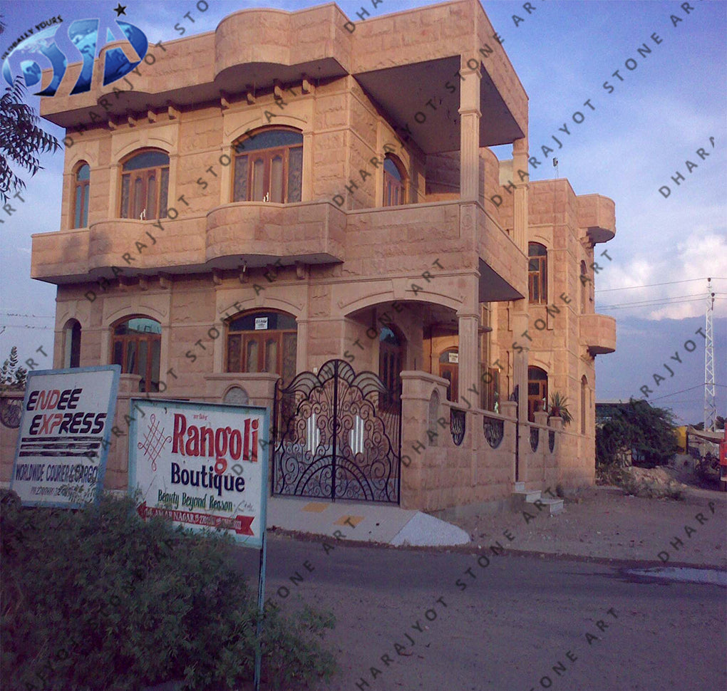 Red Stone Cladding Elevation – Dharajyot Stone Art