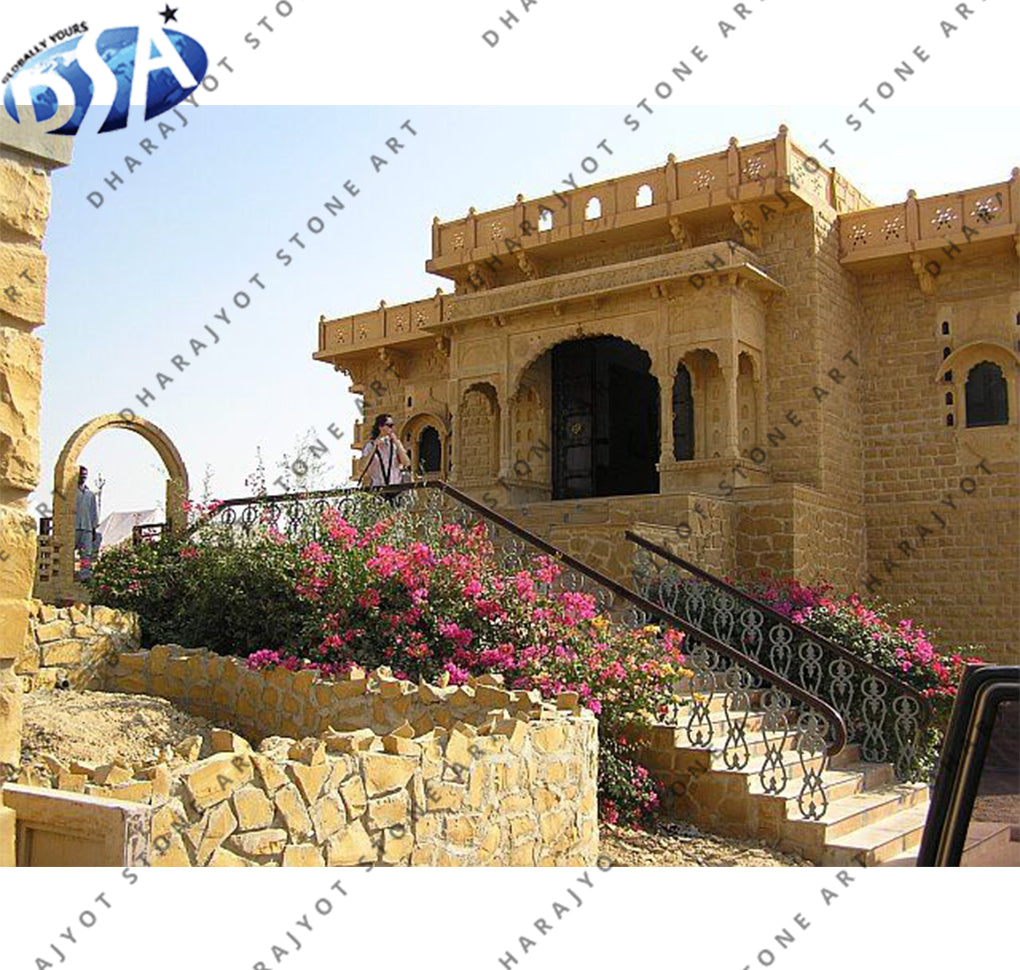Yellow Cladding Design Yellow Stone Simple Cladding Elevation – Dharajyot Stone Art