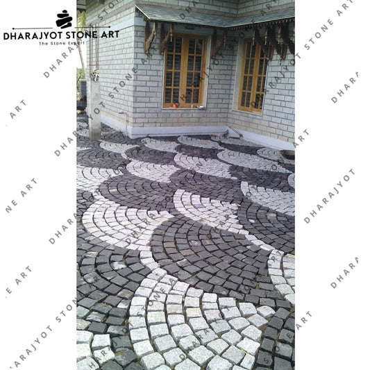 Elegant Handcrafted Stone Circle Cobblestones Landscaping