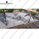 Outdoor Surface Handcrafted Natural Cobblestone Circular Pattern Landscaping