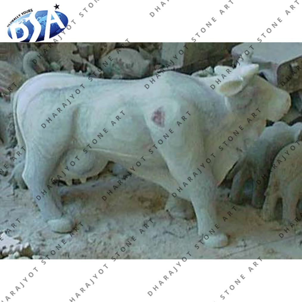 White Marble Cow Statue