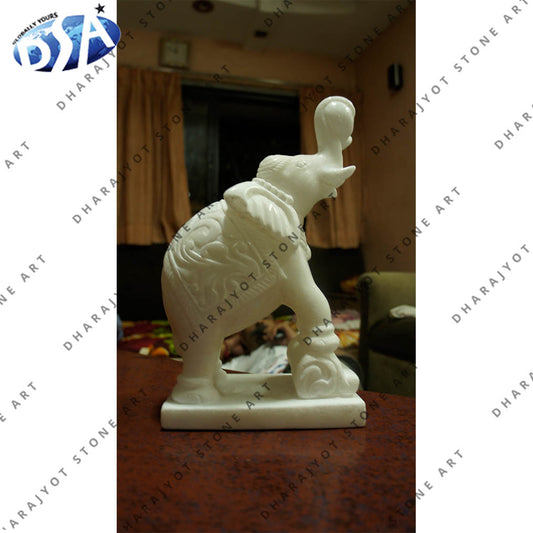 Indoor Carved Marble Elephant Statue