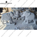 Bungalow Entrance Hand-Carved Large White Marble Elephant Statue