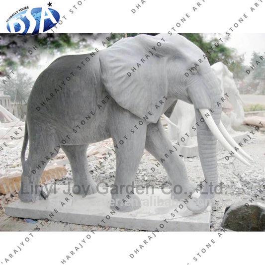 White Marble Carved Elephants Statue