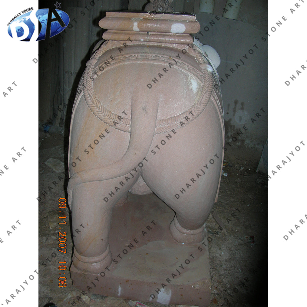 Natural Marble Carving Beige Marble Elephant Statue