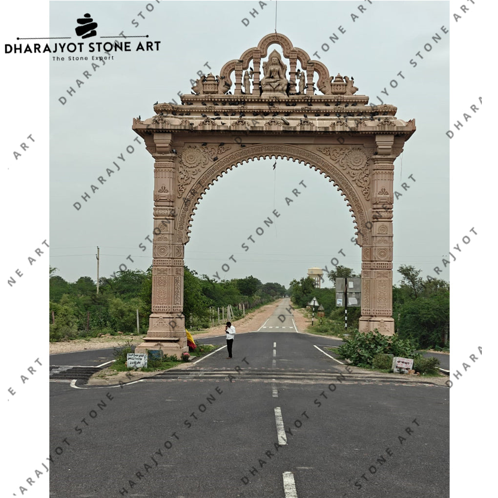 Royal Heritage Custom Carved Stone Temple Entrance Gate
