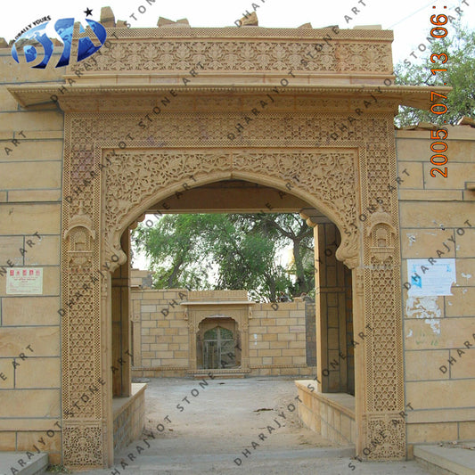 Hand Carved Beige Marble Surround Entrance Gate