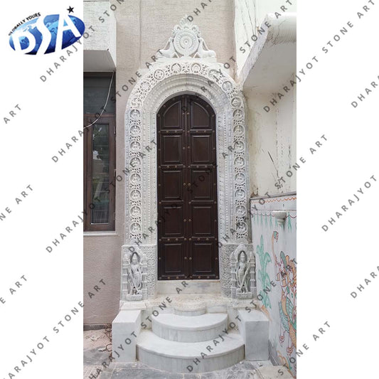 Carved Western Design Marble Door Surround Entrance Gate