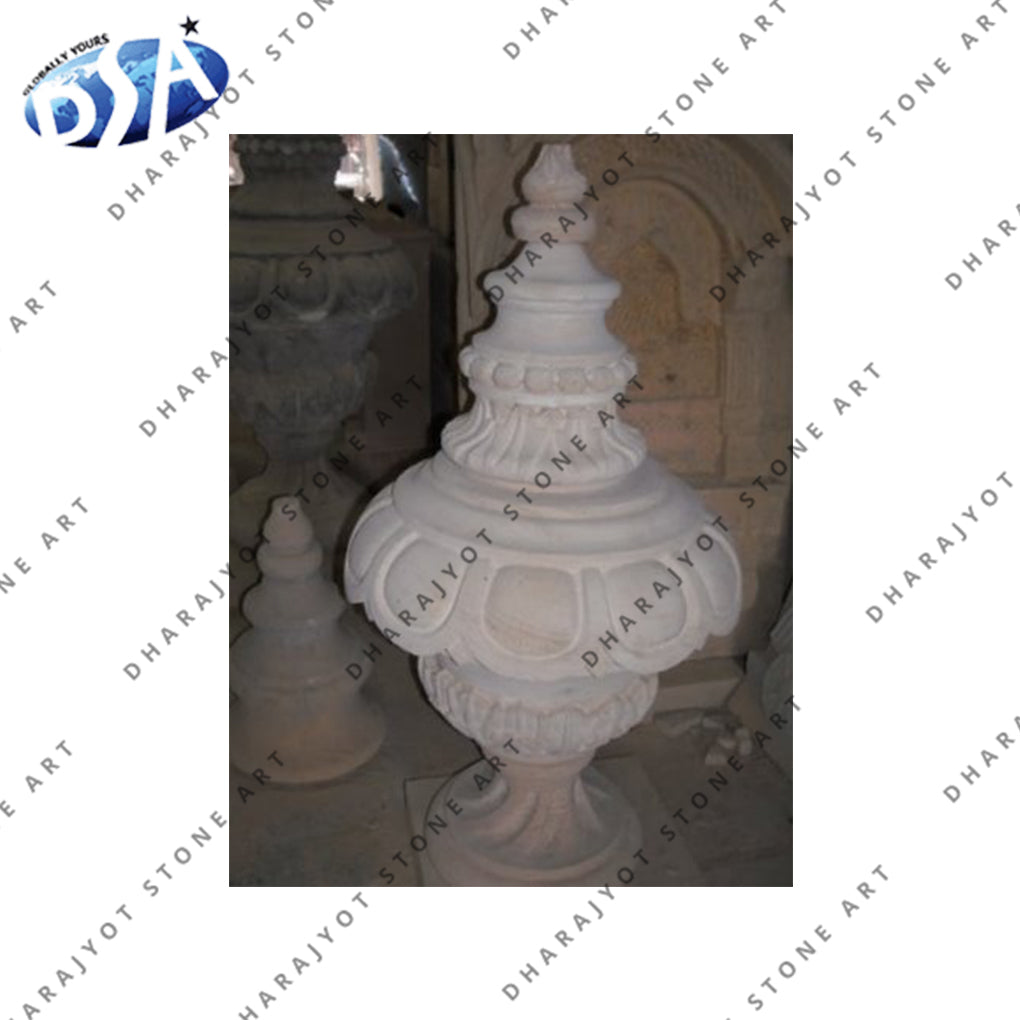 Garden Decoration Hand Carving Beige Red Marble Finials