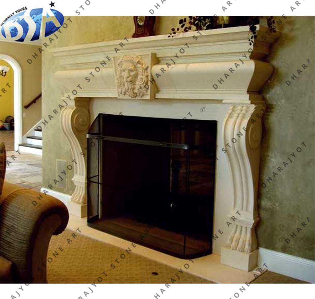 Cream White Sandstone Fireplace