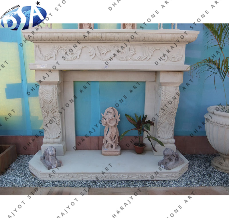 Modern European Stone Fireplace