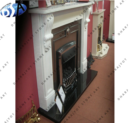 Antique White Stone Marble Fireplace