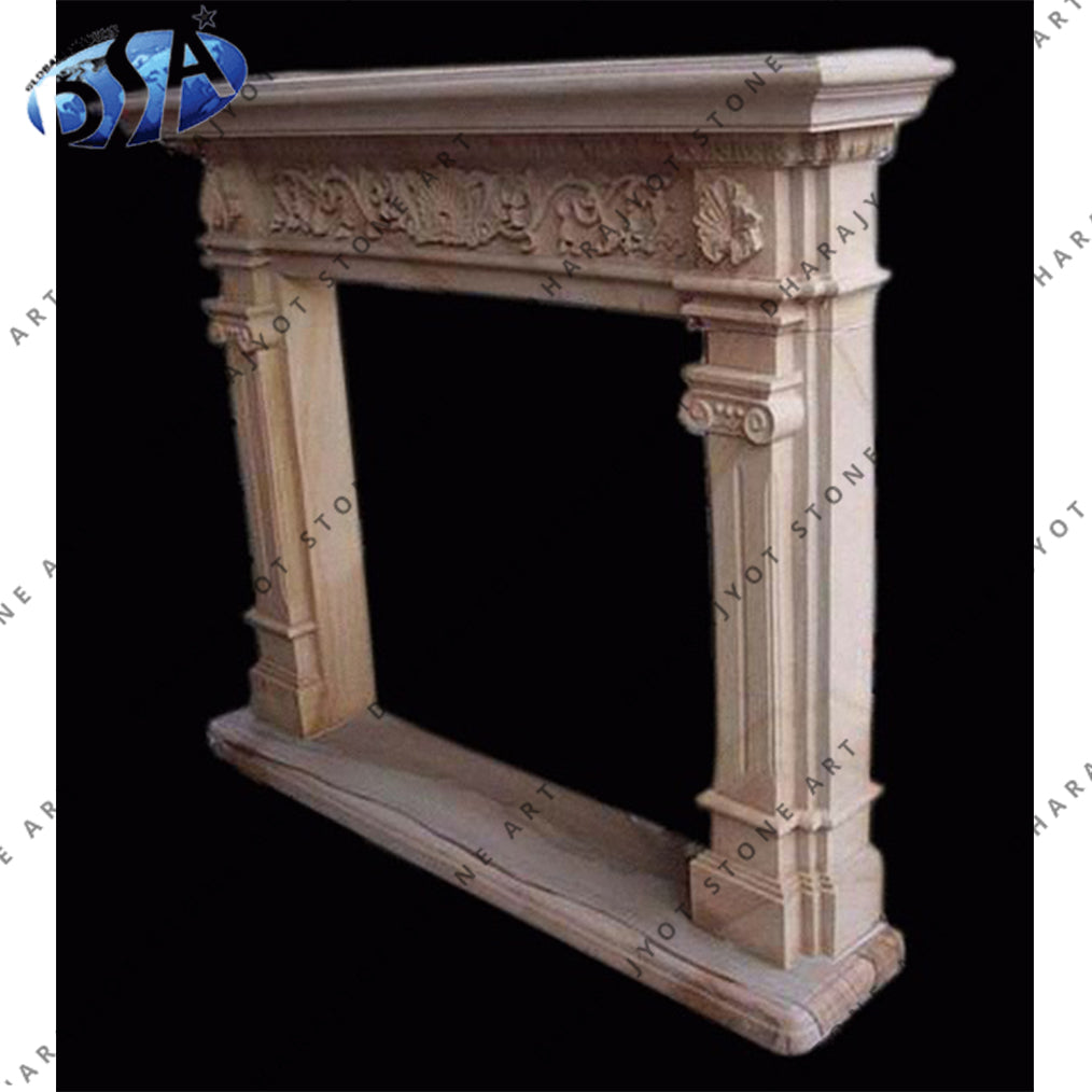 Modern Indoor Carved Marble Chimney Fireplace