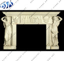 Decorative Hand Carved Female Statues White Stone Fireplace