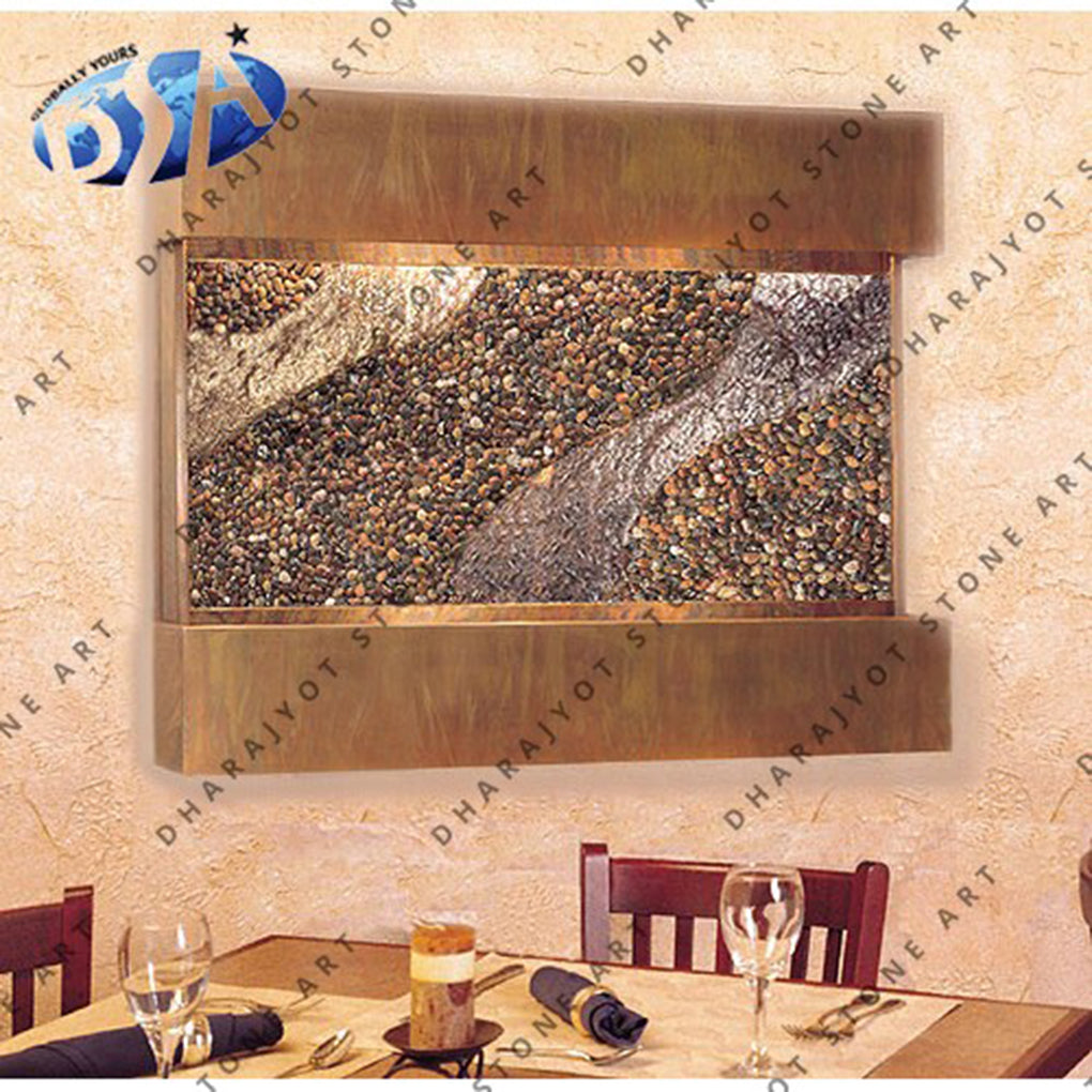 Living Room Shell Framed Wall Pebble Stone Fountain