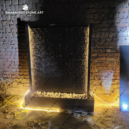 Black Stone Indoor Lighting Water Fountain