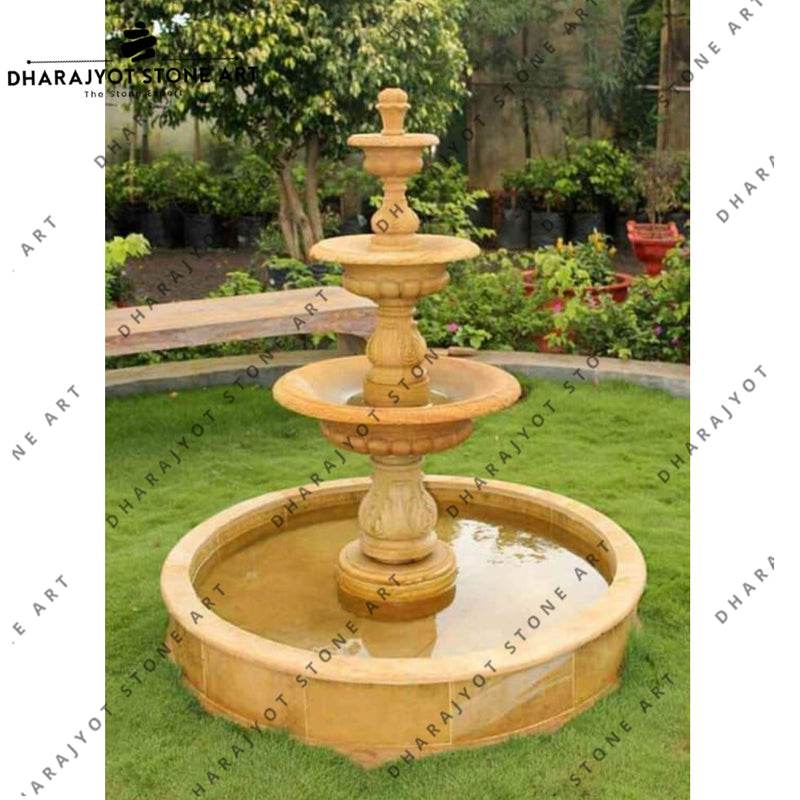 Outdoor Garden Decorative Hand Carved Natural Sandstone Water Fountain