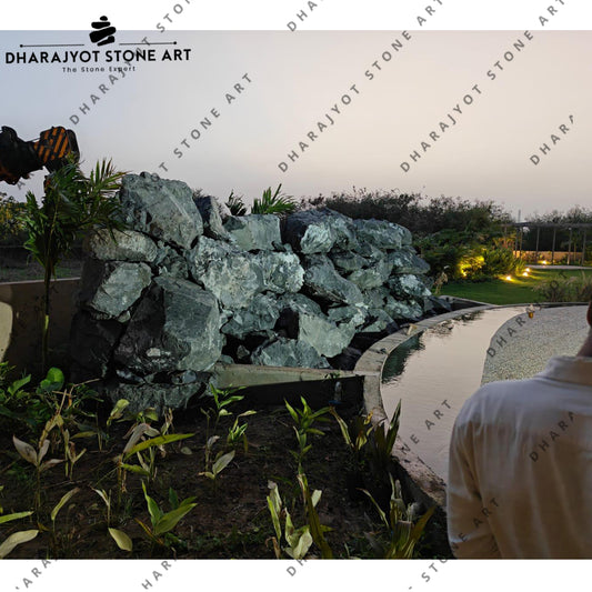 Gardens and Resorts Handcrafted Black Basalt Eco-Friendly Waterfall