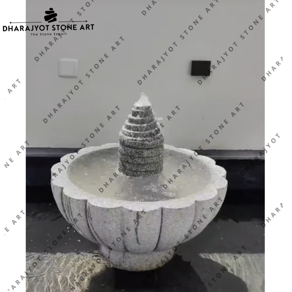 Modern Indoor Outdoor Hand-Carved Granite Bowl Fountain