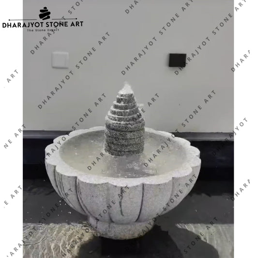 Modern Indoor Outdoor Hand-Carved Granite Bowl Fountain