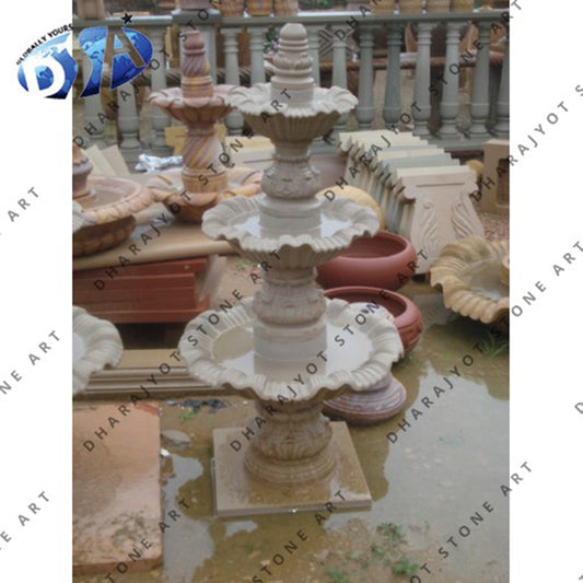 Outdoor Decorative Hand Carved White Natural Stone Water Fountain