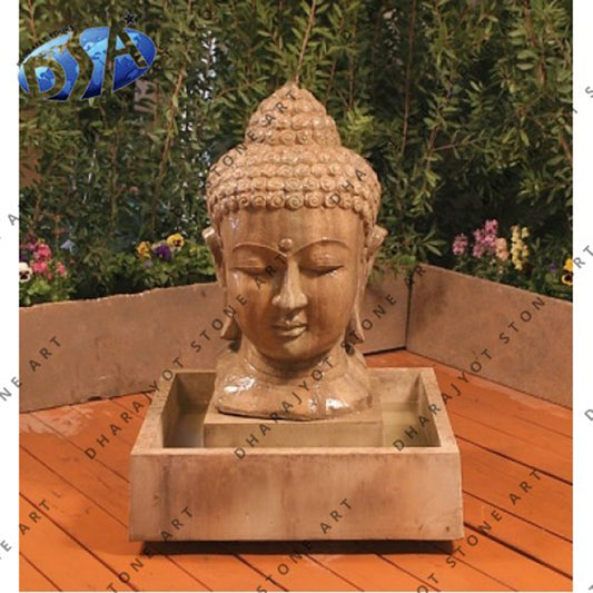 Natural Marble Stone Buddha Head Indoor Water Fountain