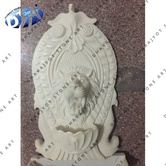 White Stone Lion Head Statue Decorative Fountain