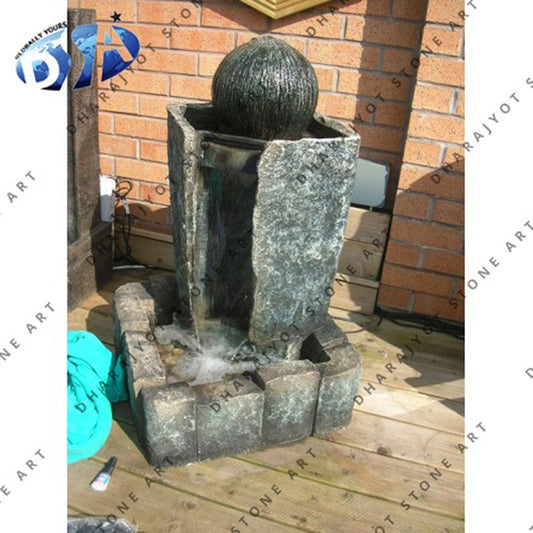 Black And Grey Contrast Geometric Outdoor Fountain