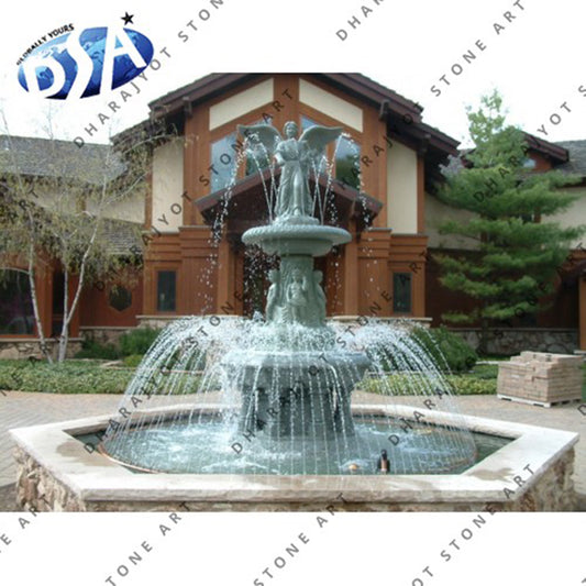 Garden Outdoor Beautiful Angel Statue Stone Tier Water Fountain