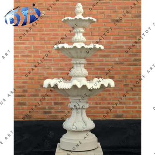 Outdoor 3 tier White Marble Water Fountain
