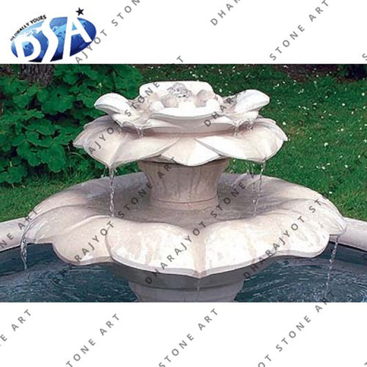 White Hand Carved Flower Fountain