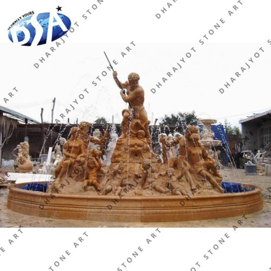 Yellow Natural Carved Statue Fountain