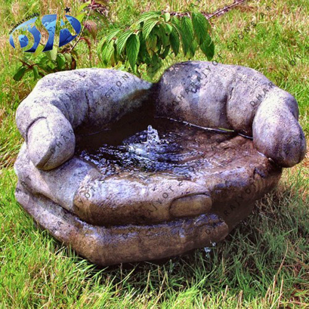 Hands Cupped Stone Water Fountain