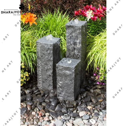 Hand Carved Natural Black Granite Stone Water Fountain
