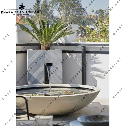 Hand Carving Freestanding Natural Stone Marble Round Fountain